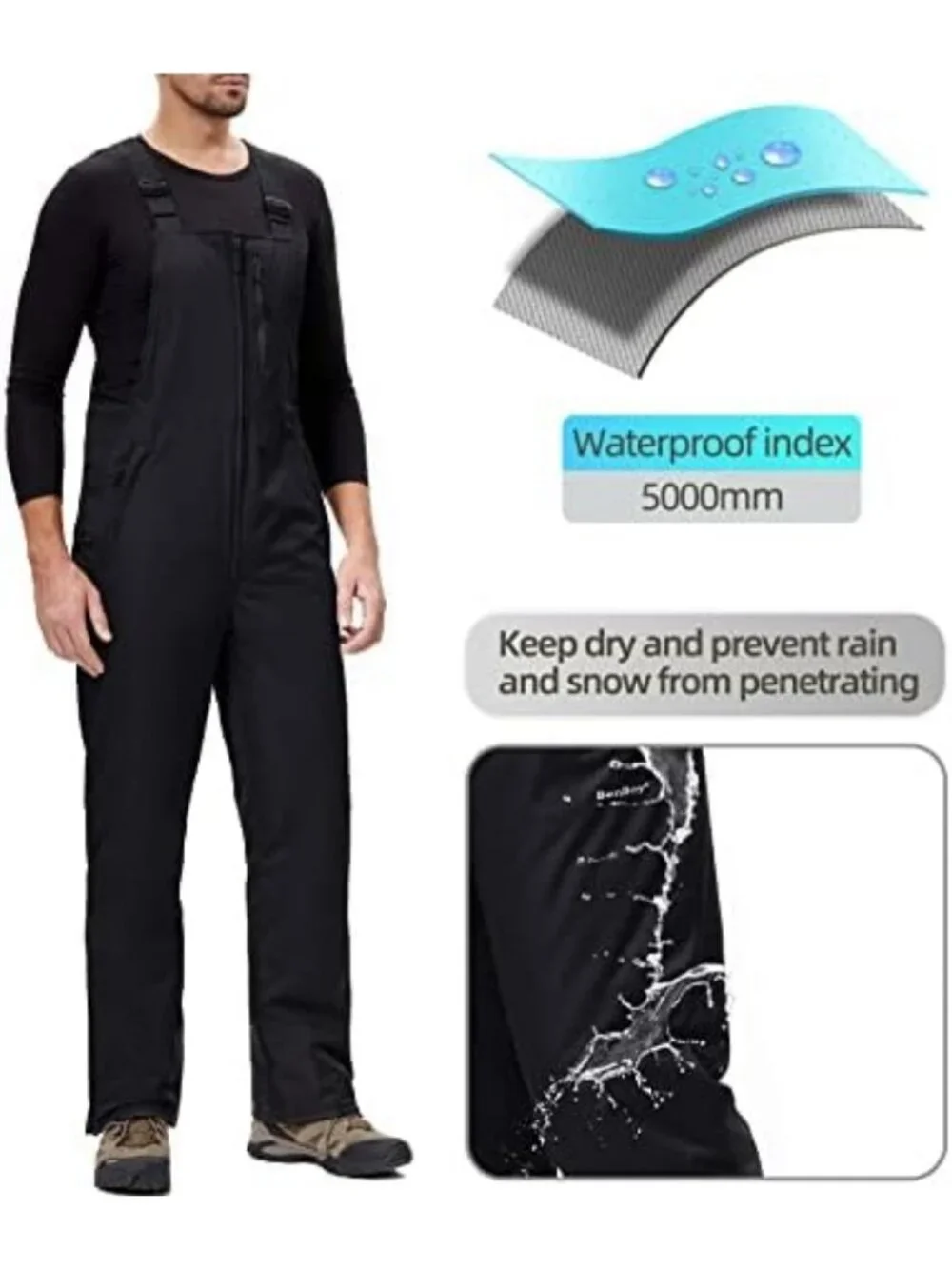 Men's Waterproof Snow Bibs | Softshell Ski Pants for Winter Sports & Outdoor Fun